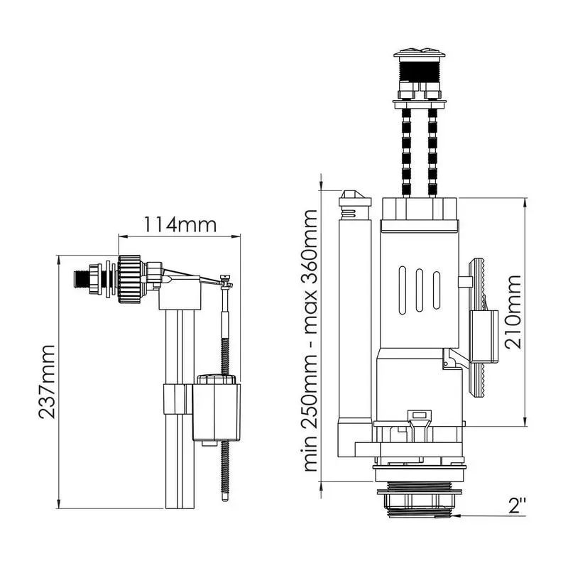 Арматура уніт. NOVA 4140 (2 -х кнопк. бок. підключення) - Фото 2