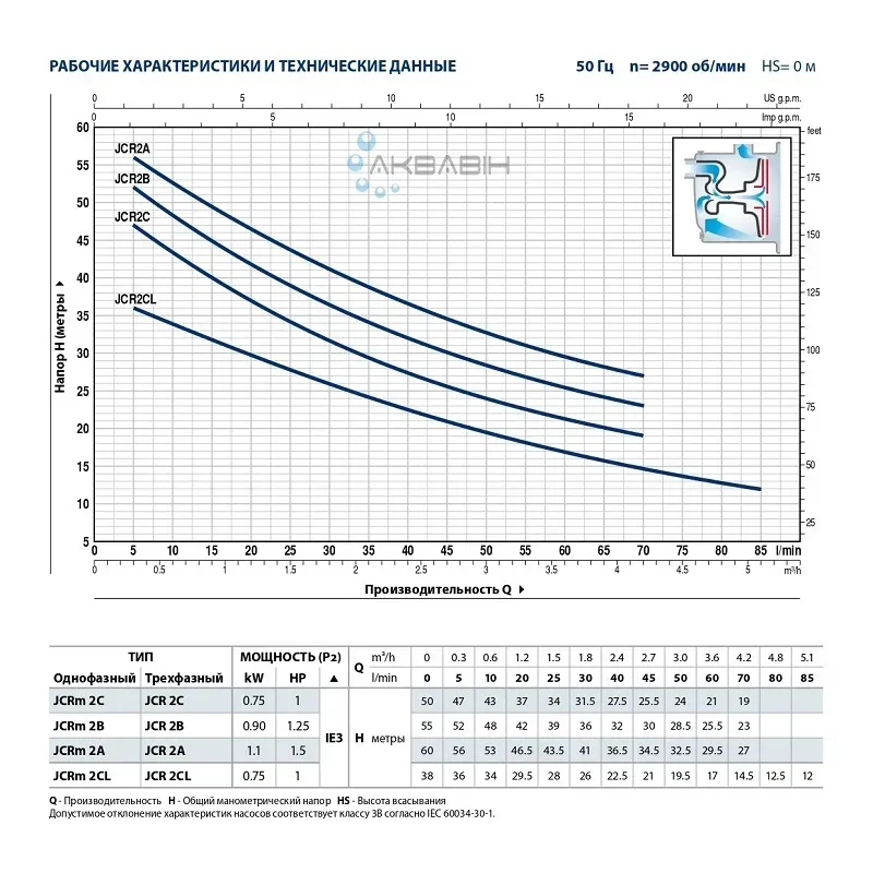 Насос поверхностный центробежный нерж. Pedrollo JCRm 2CL 0,75 кВт - Фото 2