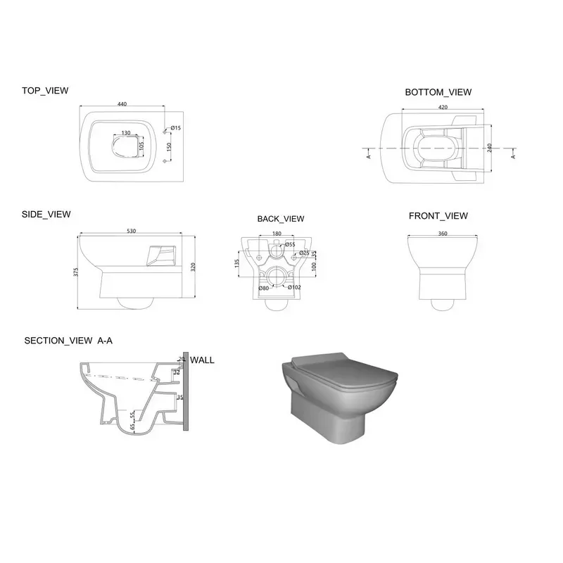 Унитаз подвесной Devit Comfort NEW 3120123 безободковый, сиденье дюропласт Soft-Close - Фото 2
