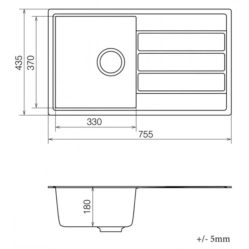 Кухонная мойка VANKOR Easy EMP 02.76 White stone + сифон VANKOR - Фото 3