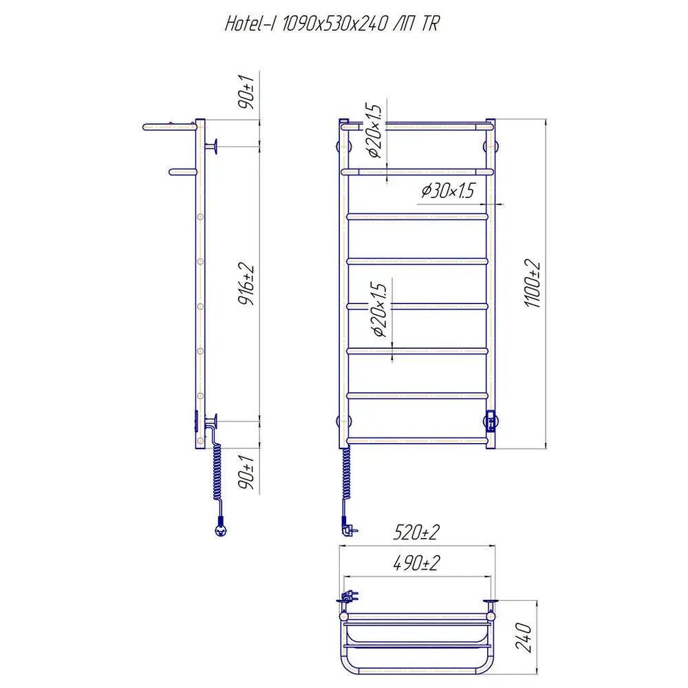 Рушникосушка Mario Hotel-I 1090х530 TR таймер-регулятор - Фото 6