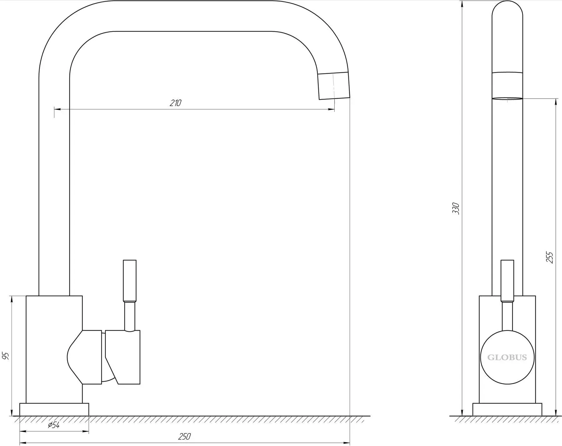 Змішувач для кухні Globus Lux ALPEN SUS-203L-BB Нержавіюча сталь - Фото 2