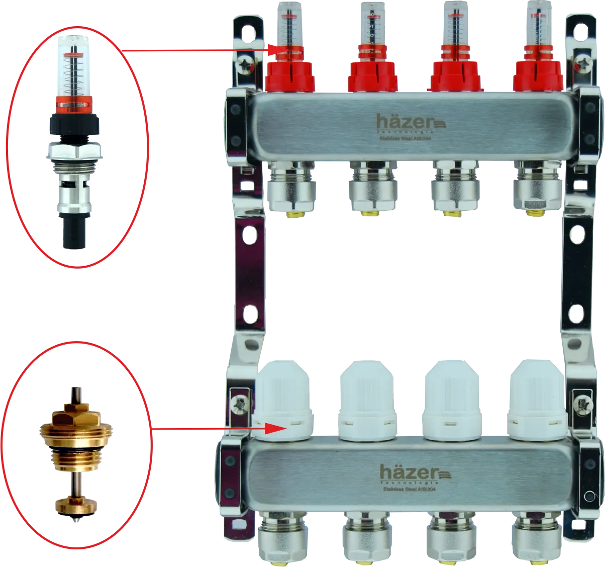 Колектор Hazer 1' х 4  виходи з витратомірами