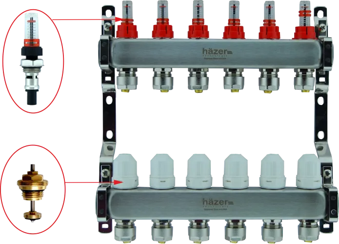 Колектор Hazer 1'' х 6 виходи з витратомірами