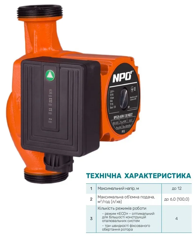 Циркуляційний насос NPO.BPS 25-6SM-180 Next, шнур живлення, приєднувальний комплект