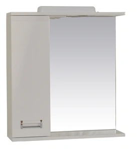 Зеркало 50 см левое "Квадро" со шкафчиком, с LED подсветкой